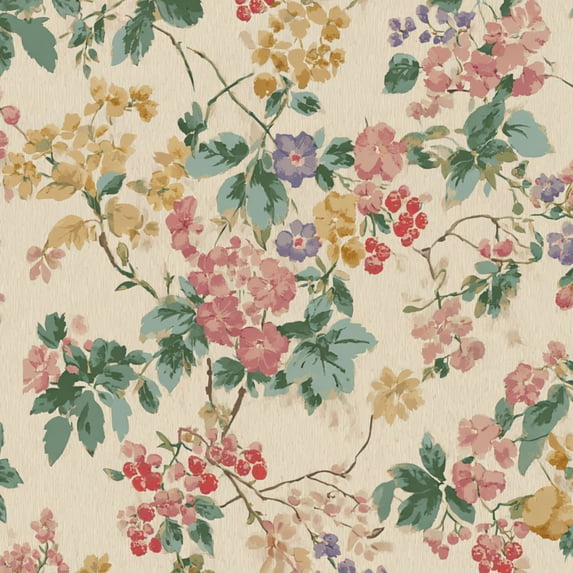 Boho Peel and Stick Wallpaper Vintage Floral Soft Pastel Colors Greenery Wall Mural 17.7in x 9.8ft Self Adhesive Removable Wall Paper Renter Friendly Wallpaper for Bedroom Kitchen Farm