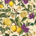 thumbnail image 1 of Boho Peel and Stick Wallpaper Vintage Lemon Floral Purple Flowers Yellow Wall Mural 23.6in x 9.8ft Self Adhesive Removable Wall Paper Renter Friendly Wallpaper for Bedroom Kitchen Farm, 1 of 8
