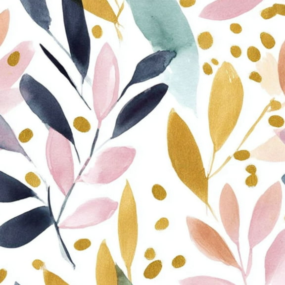 Boho Peel and Stick Wallpaper Watercolor Floral Leaves Pink Navy Gold Accents Contact Paper 23.6in x 9.8ft Wallpaper Removable Self Adhesive Wall Paper for Bedroom