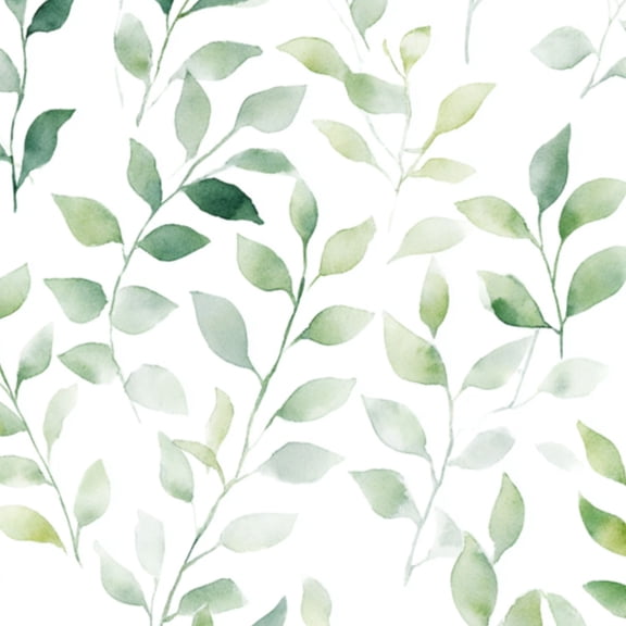 Boho Peel and Stick Wallpaper Watercolor Green Leaves Seamless Wall Mural 23.6in x 9.8ft Self Adhesive Removable Wall Paper Renter Friendly Wallpaper for Nursery Bedroom Cabinets