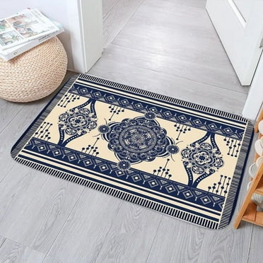 Boho Persian Rug Pattern Anti-Slip Absorbent Home Decor Kitchen Bath Entrance Door Mat Coral Velvet Carpet Doormat Bedroom Mats
