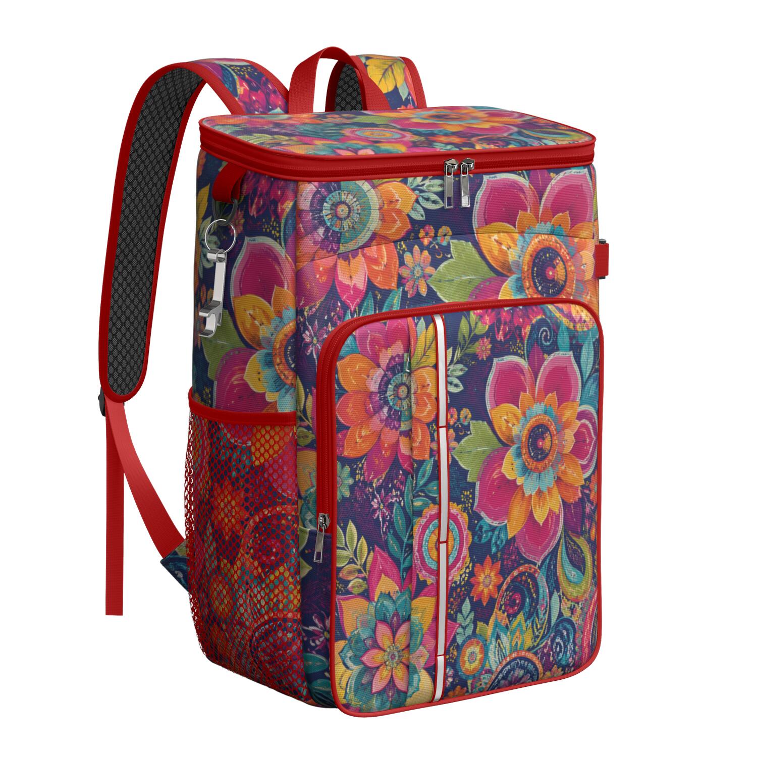Mochila Hielera Boho de Lona Oxford 600D con Forro Aislante PEVA