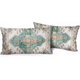 thumbnail image 1 of Boho Pillow Covers 12"x20" Set of 2 Vintage Carpet Green Bohemian Throw Pillow Case Soft Rectangle Decorative Pillowcases for Home Decor Sofa Car Living Room, 1 of 6