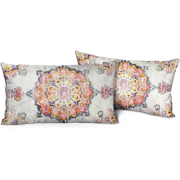 Boho Pillow Covers 12"x20" Set of 2 Carpet Orange Vintage Throw Pillow Case Soft Rectangle Decorative Pillowcases for Home Decor Sofa Car Living Room