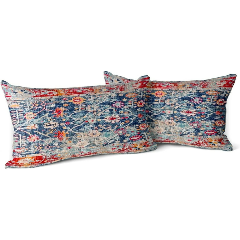 Set Of 2 Red Geometric Lumbar Pillow Covers Set Of 2 Red Geometric Lumbar Pillow Covers