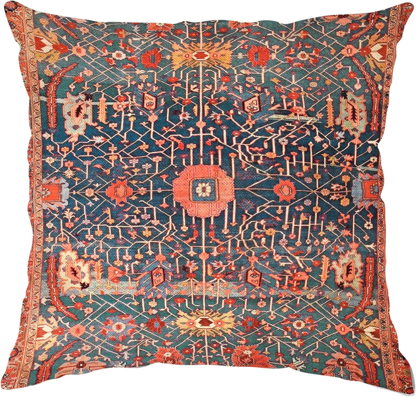 Boho Pillow Covers 16x16 Inch, Vintage Carpet Pattern Throw Pillow