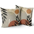 thumbnail image 1 of Boho Pillow Covers 16x16 Set of 2, Bohemian Mid Century Style Farmhouse Decorations Outdoor Throw Pillows Abstract Orange Sunset Art Outdoors Decorative Cushion Case for Couch Sofa Home, 1 of 6