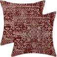 thumbnail image 1 of Boho Pillow Covers 16x16 Set of 2, Burgandy Red Carpet Pattern Decorative Throw Pillows Linen Ethnic Design Bohemian Farmhouse Cushion Pillow Covers for Sofa Couch Outdoor Decor, 1 of 5