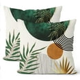 thumbnail image 1 of Boho Pillow Covers 16x16 Set of 2, Mid Century Green Gold Decorations Throw Pillow Covers Farmhouse Tropical Leaves Outdoor Decorative Linen Cushion Case for Couch Sofa Home, 1 of 6