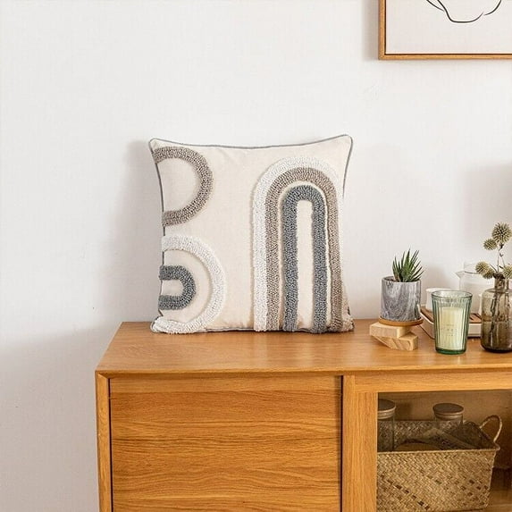 Boho Pillow Covers 18"x18" Woven Tufted Throw Pillow Covers Decorative For Home