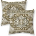 thumbnail image 1 of Boho Pillow Covers 18x18, Beige Brown Ethnic Design Outdoor Decorative Throw Pillows for Couch, Carpet Pattern Decor Cushion Cover 2 Pcs Farmhouse Linen Pillowcase for Bed Car Safa, 1 of 6