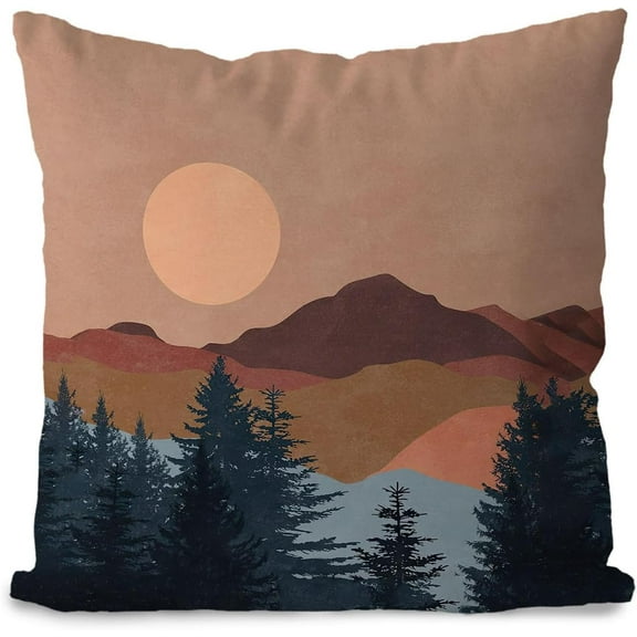 Boho Pillow Covers 18x18 - Boho Sun Mountain Pillow Covers, Mid Century Modern Boho Decor, Boho Pillow Cases, Boho Throw Pillow Covers, Boho Room Decor, Sunshine Decor