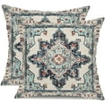 thumbnail image 1 of Boho Pillow Covers 18x18 Inch Set of 2 Carpet Floral Pattern Outdoor Decorative Throw Pillows Ethnic Design Farmhouse Pillow Covers Decor for Living Room Couch Home Chair 69A, 1 of 6