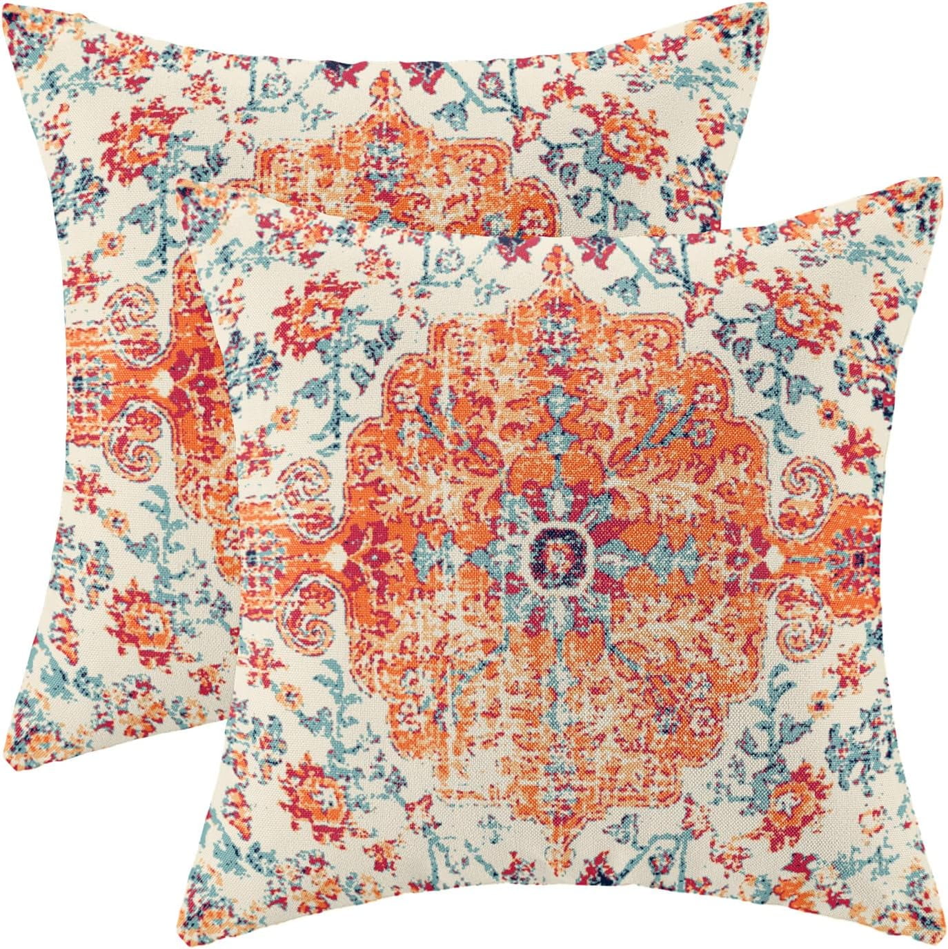 Boho Pillow Covers 18x18 Inch Set of 2,Carpet Pattern Throw Pillows