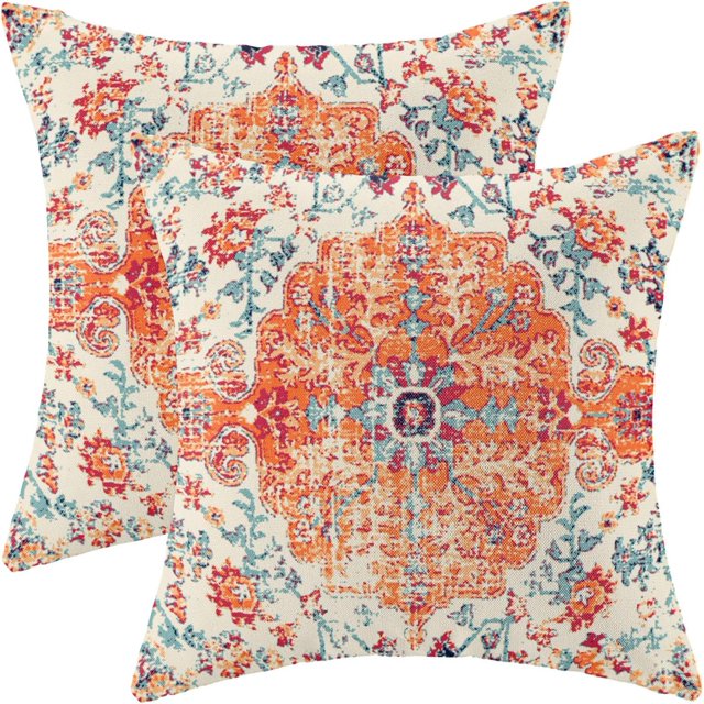 Boho Pillow Covers 18x18 Inch Set of 2,Carpet Pattern Throw Pillows