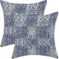 thumbnail image 1 of Boho Pillow Covers 18x18 Inch Set of 2, Vintage Navy Blue Carpet Pattern Decoration Throw Pillowcase Abstract Modern Print Linen Outdoor Farmhouse Cushion Cover for Sofa Couch Bed, 1 of 6