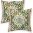 thumbnail image 1 of Boho Pillow Covers 18x18, Olive Green Ethnic Design Outdoor Decorative Throw Pillows for Couch, Carpet Pattern Decor Cushion Cover 2 Pcs Farmhouse Linen Pillowcase for Bed Car Safa, 1 of 6