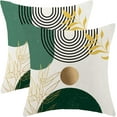 thumbnail image 1 of Boho Pillow Covers 18x18 Set of 2, Bohemian Mid Century Style Green Gold Throw Pillow Covers Linen Farmhouse Vintage Abstract Art Boho Decor Cushion Case Boho Home decor For Couch Sofa Outdoor, 1 of 6