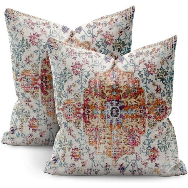 Boho Pillow Covers 18x18 Set of 2,Bohemian Throw Pillow Covers Orange