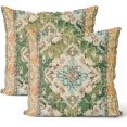 thumbnail image 1 of Boho Pillow Covers 18x18 Set of 2, Green Persian Carpet Boho Throw Pillow Covers Linen Farmhouse Vintage Monaco Rug Decor Cushion Case Boho Home Decor for Couch Sofa Outdoor, 1 of 6