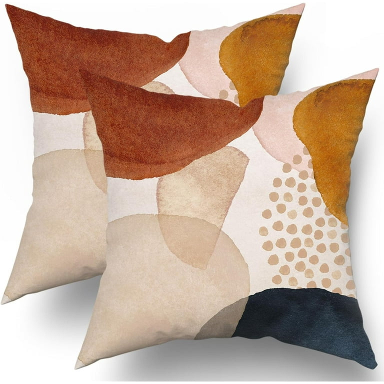 Boho Pillow Covers 18x18 Set of Navy Blue Burnt Orange Pink
