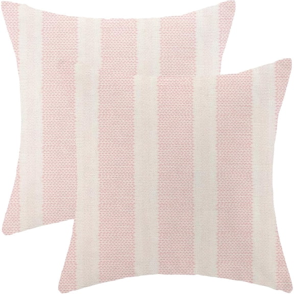 Boho Pillow Covers 18x18 Set of 2 Pink Stripes Throw Pillow Covers Outdoor Decoration Bohemian Style Modern Abstract Decorative Pillowcase Farmhouse Linen Cushion Cover for Home Couch Sofa