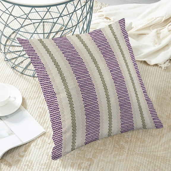Boho Pillow Covers 18x18 Set of 2 Purple Sage Green Stripes Throw Pillow Covers Outdoor Decoration Modern Abstract Decorative Pillowcase Farmhouse Square Linen Cushion Case Decor for Home Sofa