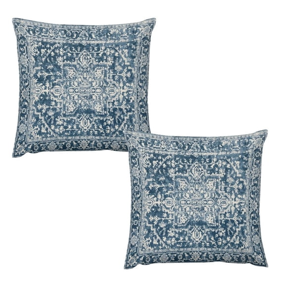 Boho Pillow Covers 18x18 Set of 2, Yellow Carpet Pattern Decorative Throw Pillows Linen Ethnic Design Farmhouse Cushion Pillow Covers for Sofa Couch Outdoor Decor