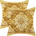 thumbnail image 1 of Boho Pillow Covers 18x18 Set of 2 Yellow Vintage Carpet Throw Pillow Covers Outdoor Decoration Retro Bohemian Rug Pattern Decorative Pillowcase Farmhouse Linen Cushion Cover for Sofa Couch, 1 of 5