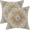 thumbnail image 1 of Boho Pillow Covers 20x20 Inch 2 Pcs Vintage Burnt Orange Grey Beige Carpet Pattern Ethnic Decor Throw Pillows Retro Outdoor Farmhouse Decoration Pillowcase Linen Cushion Cover for Couch Sofa, 1 of 6