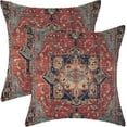 thumbnail image 1 of Boho Pillow Covers 20x20 Inch 2 Pcs Vintage Red Carpet Pattern Ethnic Decor Throw Pillows Blue Teal Retro Bohemian Outdoor Farmhouse Decoration Pillowcase Linen Cushion Cover for Couch Sofa Bed, 1 of 6