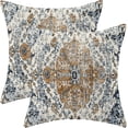 thumbnail image 1 of Boho Pillow Covers 20x20 Inch Set of 2,Carpet Pattern Throw Pillows Case,Rust Blue Ethnic Design Outdoor Decorative Square Linen Farmhouse Decor Cushion Covers for Home Sofa Bed Couch, 1 of 6