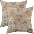 thumbnail image 1 of Boho Pillow Covers 20x20 Set of 2 Bohemian Chic Floral Medallion Trellis Decorative Throw Pillow Outdoor Linen Square Colorful Carpet Ethnic Pattern Cushion Cover Decor for Home Couch Sofa, 1 of 12