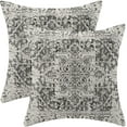 thumbnail image 1 of Boho Pillow Covers 20x20 Set of 2, Ethnic Design Decorative Throw Pillows Linen Black Gray Carpet Pattern Farmhouse Cushion Pillow Covers for Sofa Couch Outdoor Decor, 1 of 6