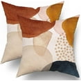 thumbnail image 1 of Boho Pillow Covers 20x20 Set of 2 Navy Blue Burnt Orange Pink Throw Pillows Mid Century Modern Abstract Art Decorative PillowCase Square Cotton Farmhouse Cushion Case Decor for Couch Sofa Bed, 1 of 6