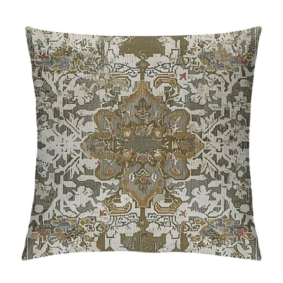 Boho Pillow Covers , Brown Beige Ethnic Design Outdoor Decorative Throw Pillows for Couch, Carpet Pattern Decor Cushion Cover  Farmhouse  Pillowcase for Bed Car
