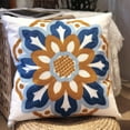 thumbnail image 1 of Boho Pillow Covers, Decorative Pillowcase, Square Embroidery Throw Pillows Cushion Set for Sofa Couch Bed Bench Living Room, Modern Plant Floral Pattern, 18 x18 inch (Sunflower), 1 of 6