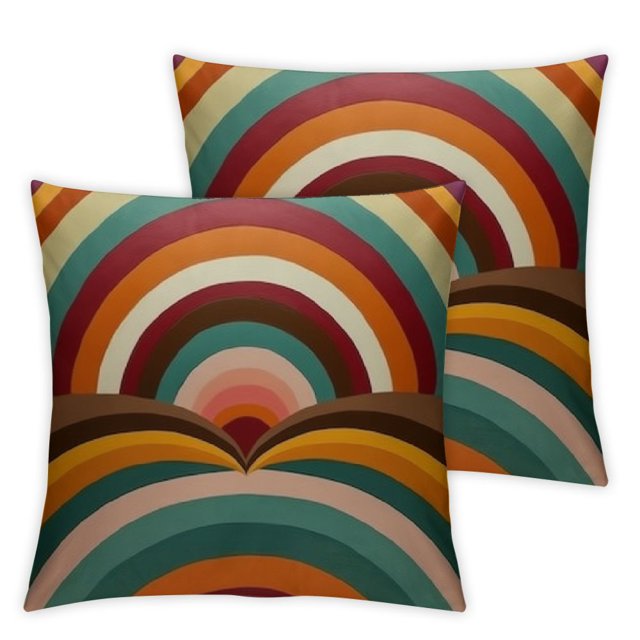 Boho Pillow Covers, Mid Century Abstract Sun and Moon Throw Pillow