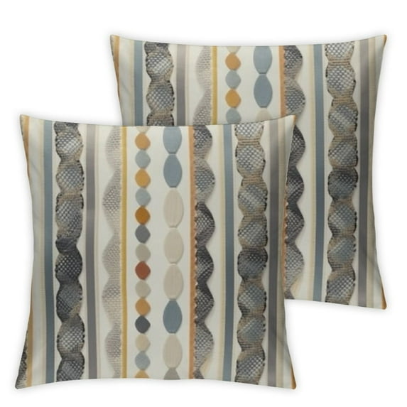 Boho Pillow Covers Orange and Gray Striped Chenille Throw Pillow Covers Square Decorative Pillowcases for Sofa Couch Bed Living Room Farmhouse Decor