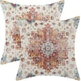 thumbnail image 1 of Boho Pillow Covers Set of 2 20x20 Inch Orange Blue Carpet Pattern Ethnic Design Decorative Bohemia Throw Pillows with Linen Farmhouse Cushion Outdoor Pillow Covers for Sofa Couch Decor Vibrant and, 1 of 6