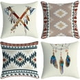 thumbnail image 1 of Boho Pillow Covers Set of 4 18x18 Dreamcatcher Aztec Tomahawk linens Cotton Decor Modern kilimThrow Pillows Accents Outdoor Farmhouse Patio Home Sofa Couch Holiday Cases Decorations, 1 of 5