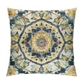 thumbnail image 1 of Boho Pillow&nbsp;Covers, Teal Blue Mandala Throw&nbsp;Pillow&nbsp;Covers For Men Women, Retro Yellow Floral Exotic Bohemian Cushion&nbsp;Covers, Vintage Cushion Cases, 1 of 5