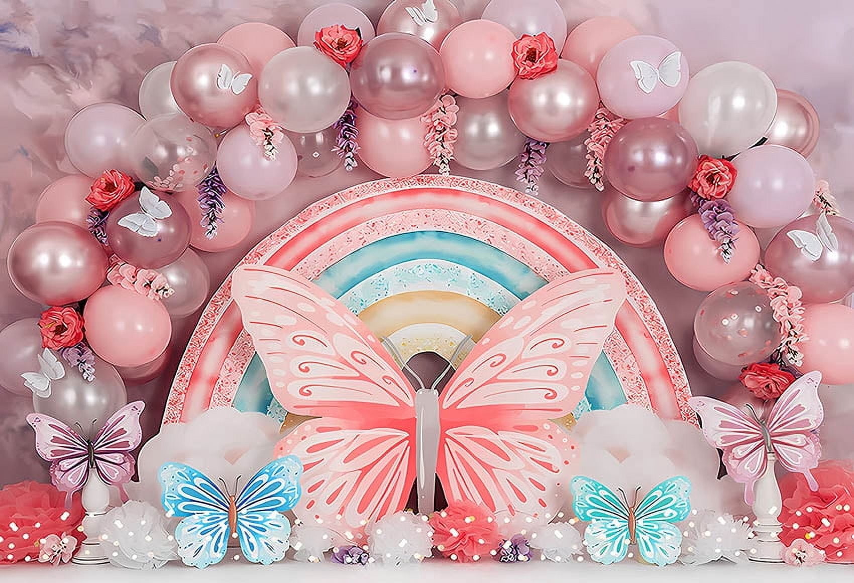 Boho Pink Balloon Floral Girl Boy 1st Birthday Party Cake Smash ration ...