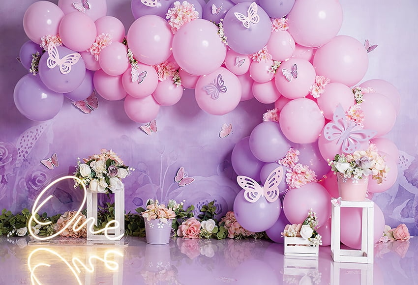 Boho Pink Balloon Floral Girl Boy 1st Birthday Party Cake Smash ration ...