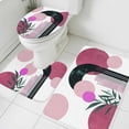thumbnail image 1 of Boho Pink Bathroom Rugs Set Modern Abstract Pink Black Geometric Round Green Leaf Non Slip Absorbent Soft Bath Mats 3 Piece Set with Bathroom Rug, U-Shaped Floor Mat, Toilet Seat Cover Large Size, 1 of 9