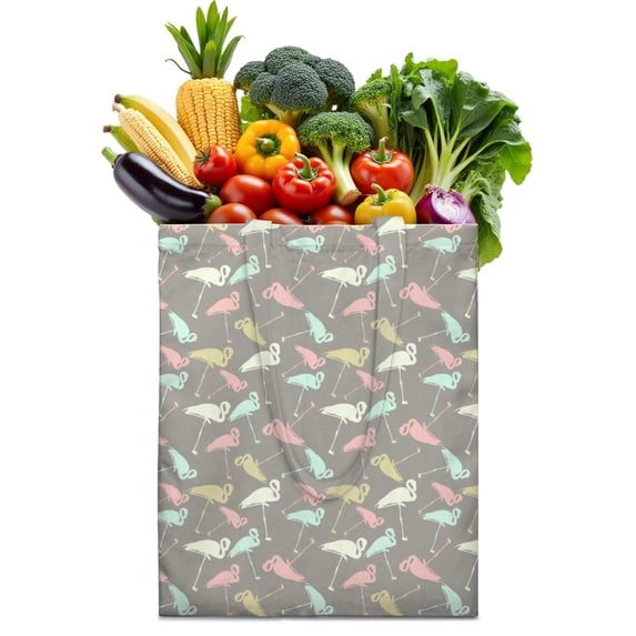 Boho Pink Flamingo Canvas Tote Bag – Tropical Watercolor Beach Bag with Floral & Sunset Design, Reusable Cotton Shopping Bag for Summer, Nature & Flamingo Lovers