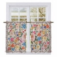 thumbnail image 1 of Boho Pink Flowers Tier Curtains 54 Inch Length, Colorful Floral Spring Vintage Botanical Cafe Short Curtains for Bathroom Over Sink, Small Kitchen Curtain Light Filtering Drapes 2 Panels 27.5"Wx54"L, 1 of 8