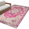 thumbnail image 1 of Boho Pink Large Area Rugs for Bedroom Living Room, Soft Non Slip Carpet Bedside Rug, Middle Century Boho Geometric Abstract Southwestern Rectangular Floor Cover Kitchen Accent Rug 2.7'x5' for Office, 1 of 9