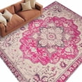 thumbnail image 1 of Boho Pink Large Area Rugs for Bedroom Living Room, Soft Non Slip Carpet Bedside Rug, Middle Century Boho Geometric Abstract Southwestern Rectangular Floor Cover Kitchen Accent Rug 8'x10' for Office, 1 of 9