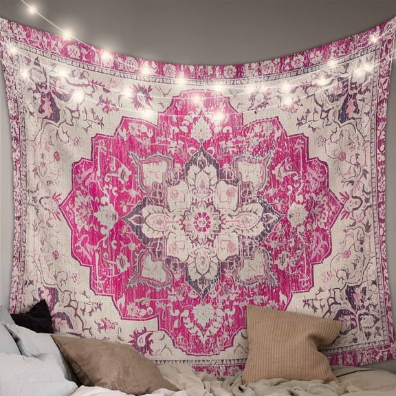 Boho Pink Small Tapestry for Bedroom Wall Hanging Tapestry,Middle Century Boho Geometric Abstract Southwestern Ceiling Backdrop Tapestries Poster Blanket Wall Decor for Living Room 23" x 28"